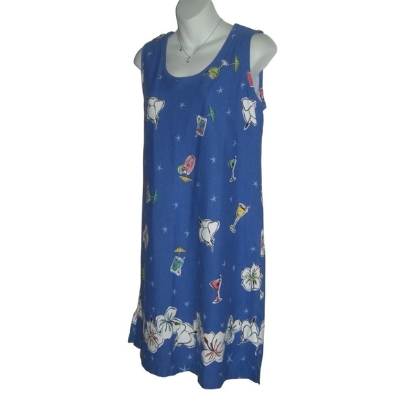 Vintage 80's Does 60's Dee Califonia Dress Cocktail Mod Hawaiian Beach Cruise M - Picture 4 of 13